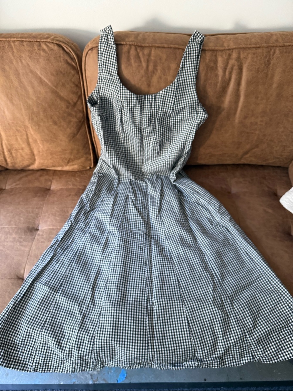 a new day Black and White Gingham Midi Dress